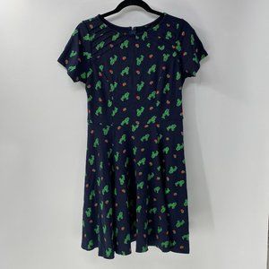 unique vintage cactus dress cacti size L 10-12 Navy